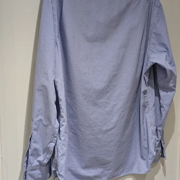 Ralph Lauren Men's Slim Fit Button Down Dress Shirt, Sz 18 (46), Blue And White - Picture 10 of 13